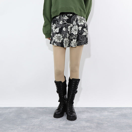 PINKO ショートパンツ ブラック 花柄 モノクロ 1Q10C3-A01E