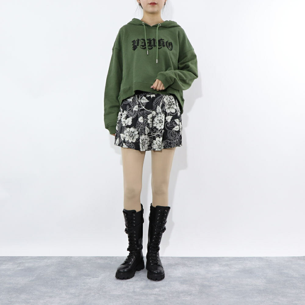 PINKO ショートパンツ ブラック 花柄 モノクロ 1Q10C3-A01E