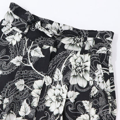 PINKO ショートパンツ ブラック 花柄 モノクロ 1Q10C3-A01E