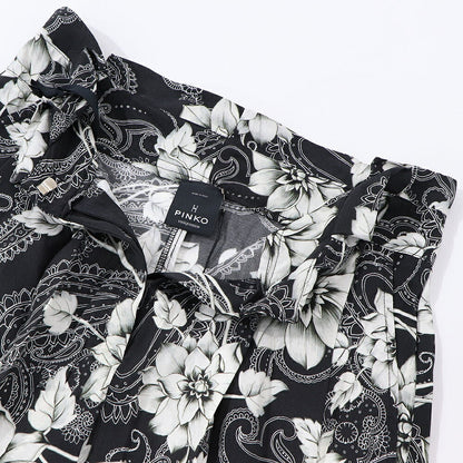 PINKO ショートパンツ ブラック 花柄 モノクロ 1Q10C3-A01E