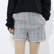 PINKO ショートパンツ グリーン系 チェック フリンジ 1G14W9-7943
