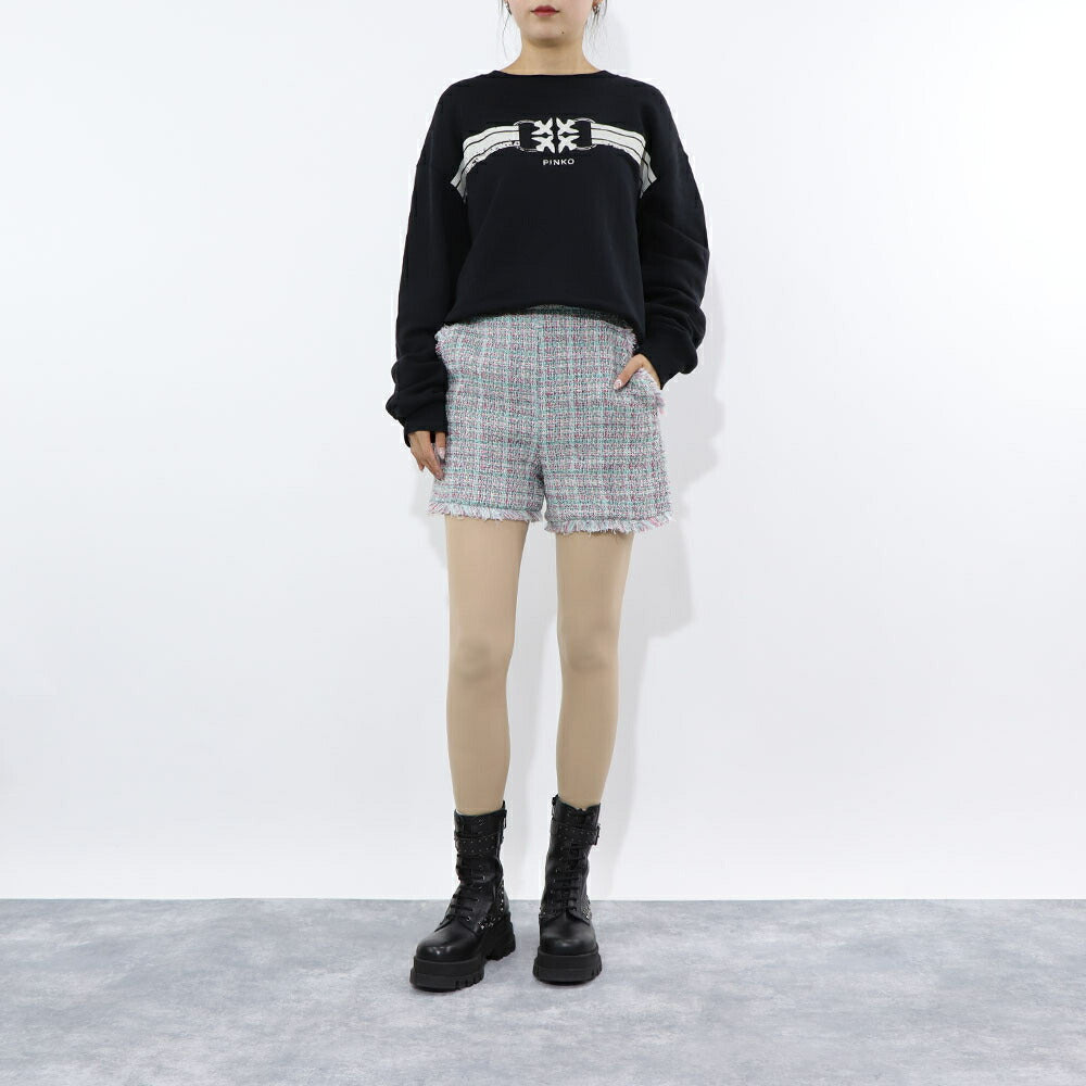 PINKO ショートパンツ グリーン系 チェック フリンジ 1G14W9-7943