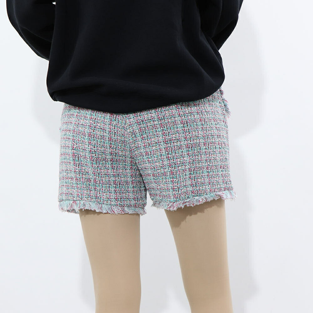 PINKO ショートパンツ グリーン系 チェック フリンジ 1G14W9-7943