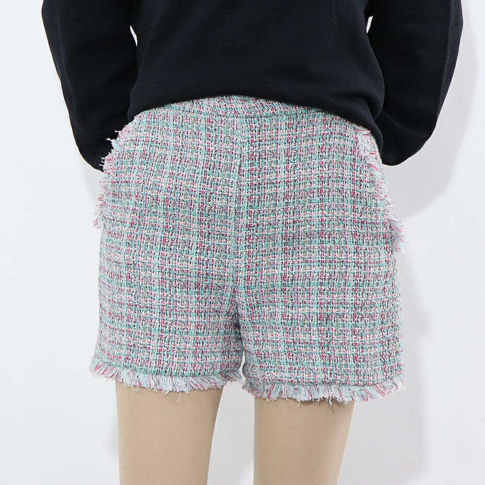 PINKO ショートパンツ グリーン系 チェック フリンジ 1G14W9-7943