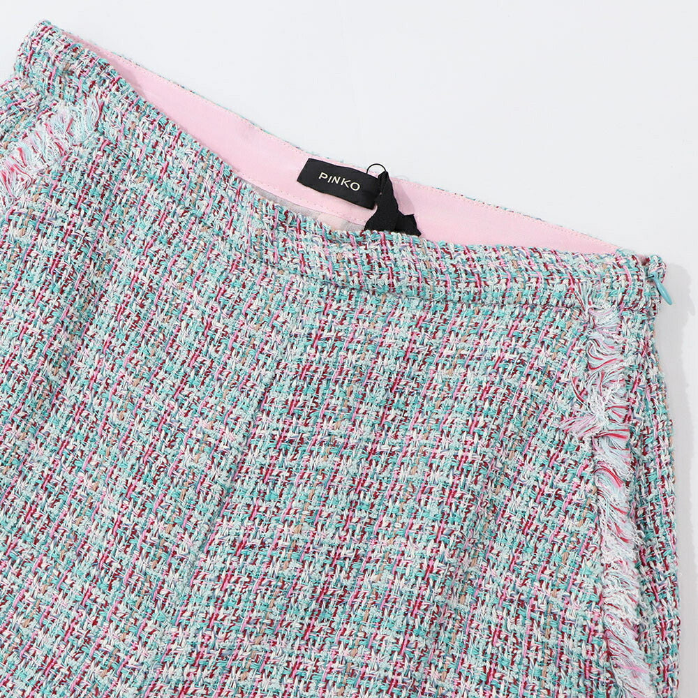 PINKO ショートパンツ グリーン系 チェック フリンジ 1G14W9-7943