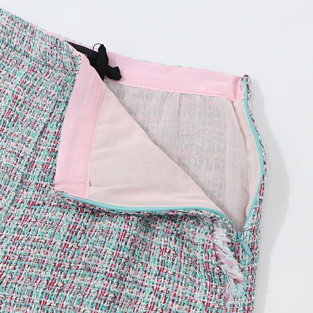 PINKO ショートパンツ グリーン系 チェック フリンジ 1G14W9-7943