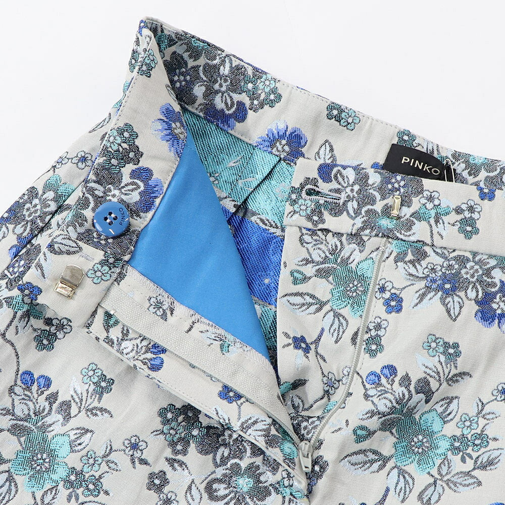 PINKO ショートパンツ ブルー系 花柄 キラキラ 1G15M8-8438