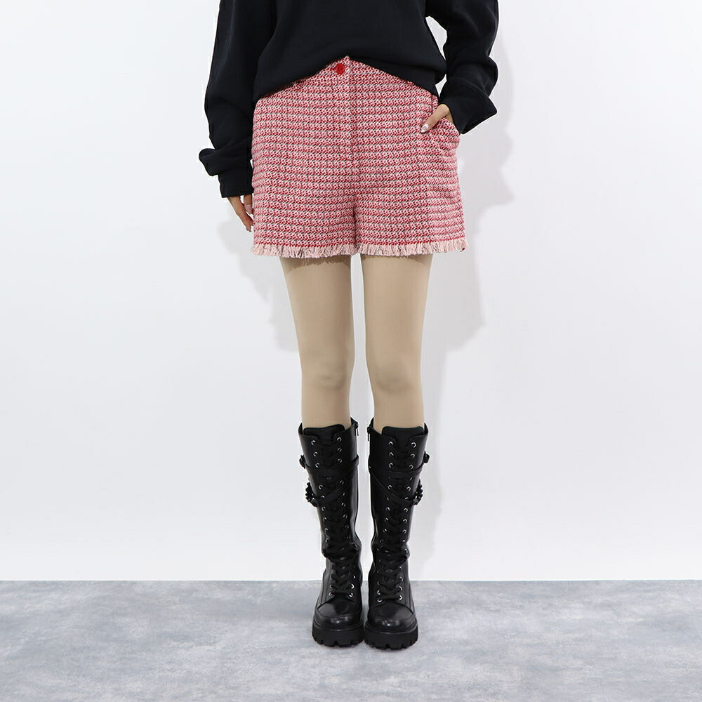 PINKO ショートパンツ レッド チェック柄 切りっぱなし 1G15RW-8425