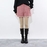 PINKO ショートパンツ レッド チェック柄 切りっぱなし 1G15RW-8425