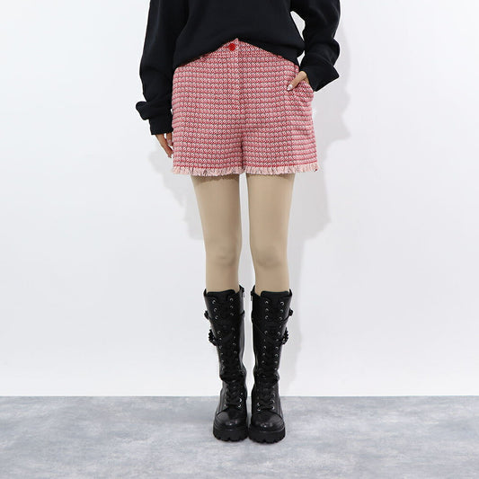 PINKO ショートパンツ レッド チェック柄 切りっぱなし 1G15RW-8425