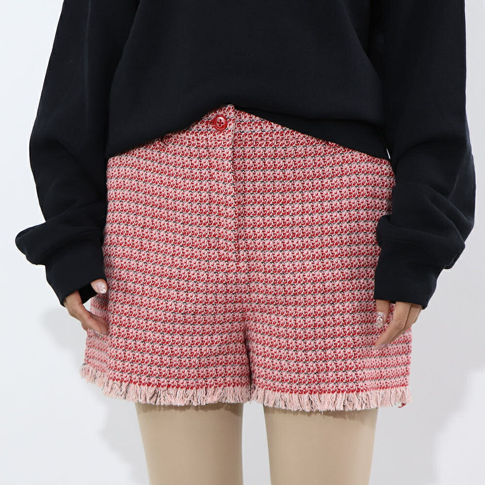 PINKO ショートパンツ レッド チェック柄 切りっぱなし 1G15RW-8425