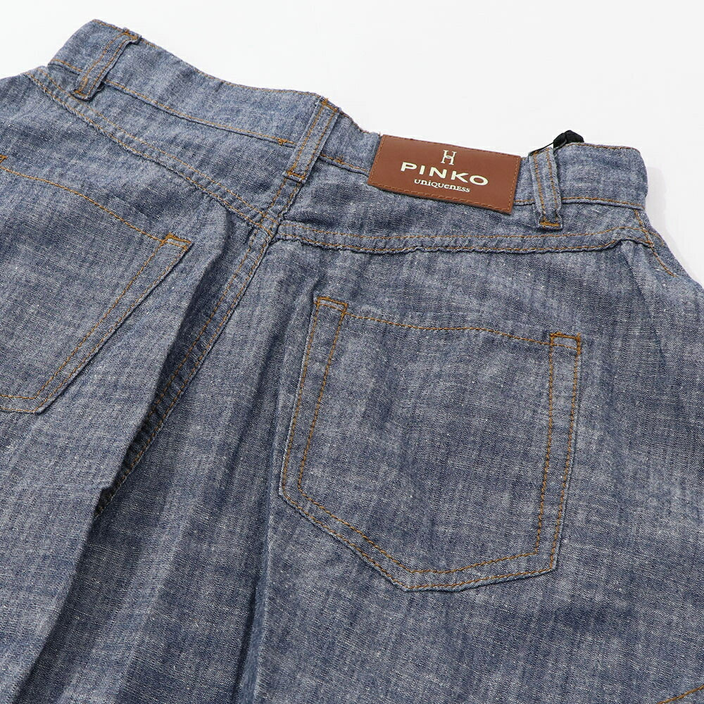 PINKO ピンコ レディース ボトムス ショートパンツ ネイビー コットン リネン デニム風 1Q10BD-A03D