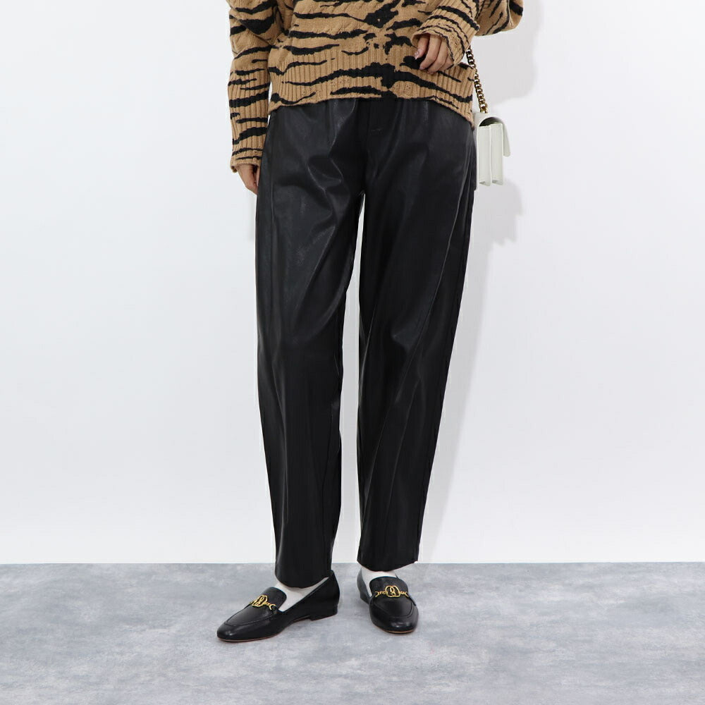 PINKO ロングパンツ ブラック レザー風 100307-7105