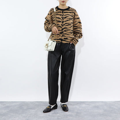 PINKO ロングパンツ ブラック レザー風 100307-7105