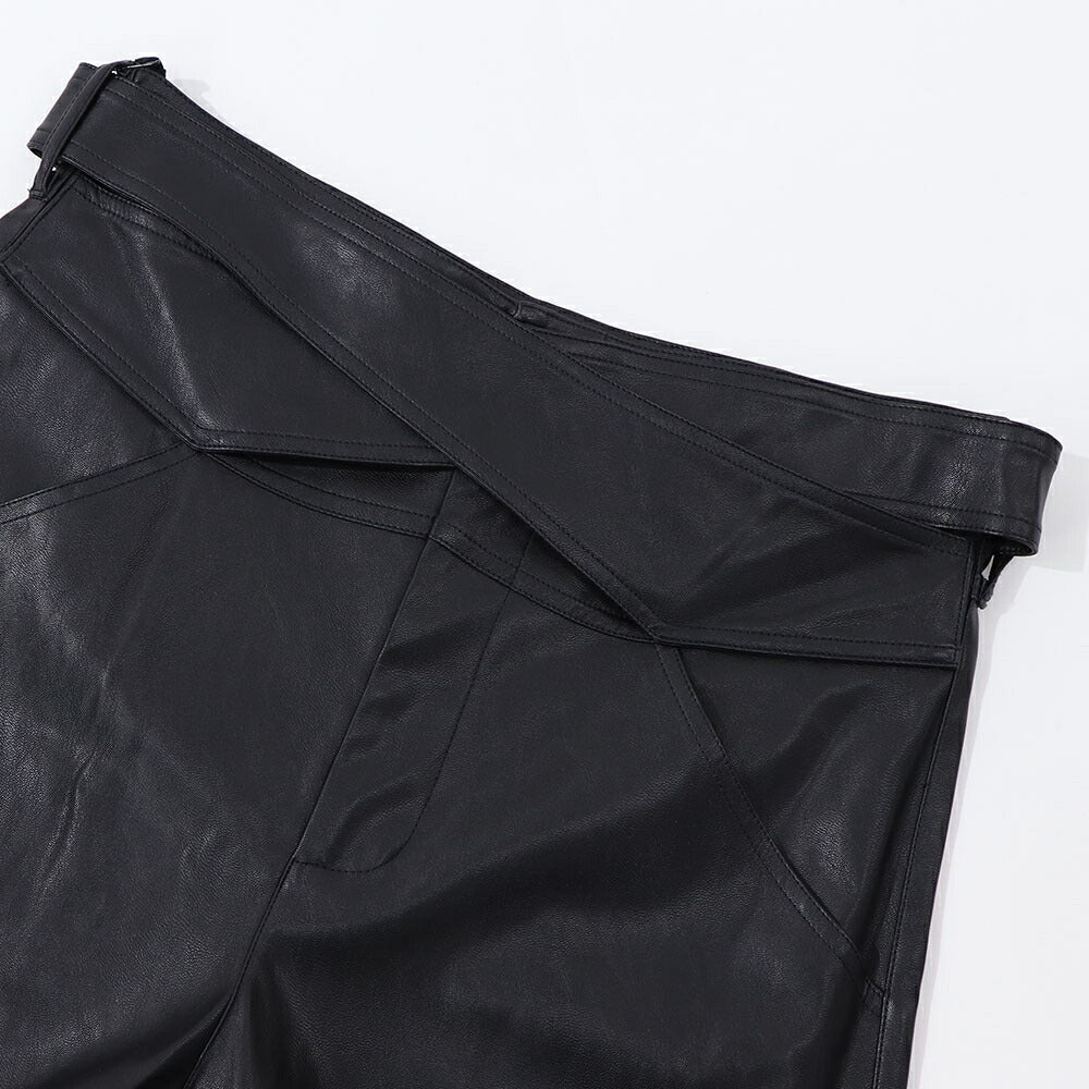 PINKO ロングパンツ ブラック レザー風 100307-7105