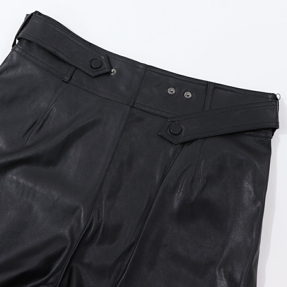 PINKO ロングパンツ ブラック レザー風 100307-7105