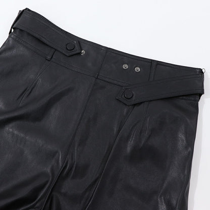 PINKO ロングパンツ ブラック レザー風 100307-7105