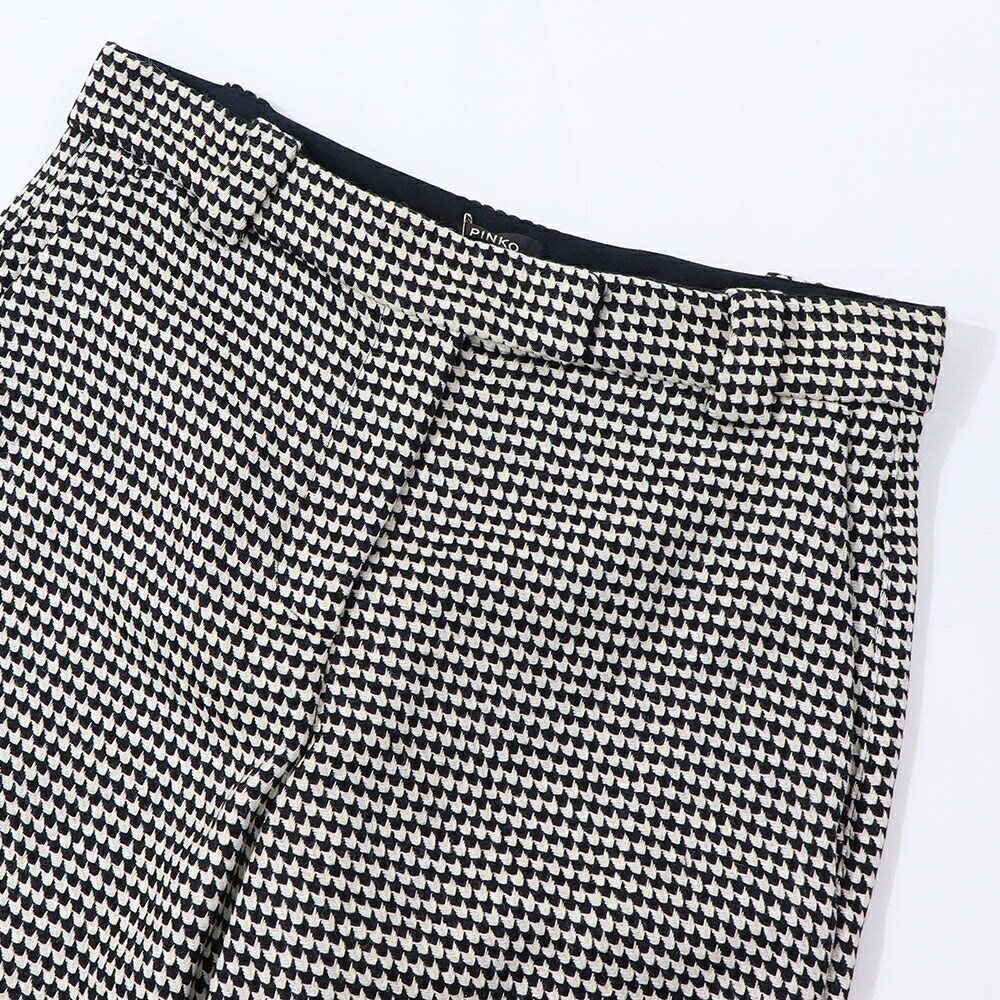 PINKO ロングパンツ ブラック 千鳥格子 ウール 1B14RM-8244