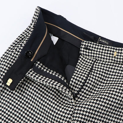 PINKO ロングパンツ ブラック 千鳥格子 ウール 1B14RM-8244