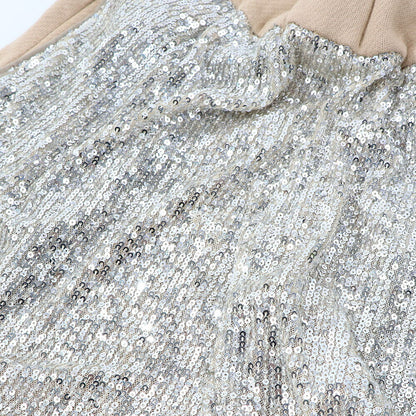 PINKO ロングパンツ ベージュ スパンコール 切り替えデザイン 1C10CR-7968