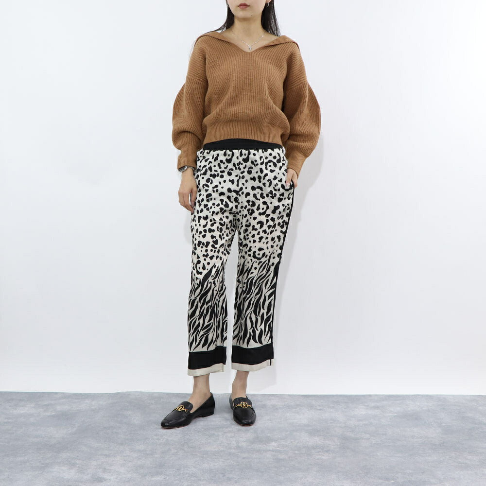 PINKO ロングパンツ ホワイト×ブラック ダルメシアン柄 1G14QZ-7949