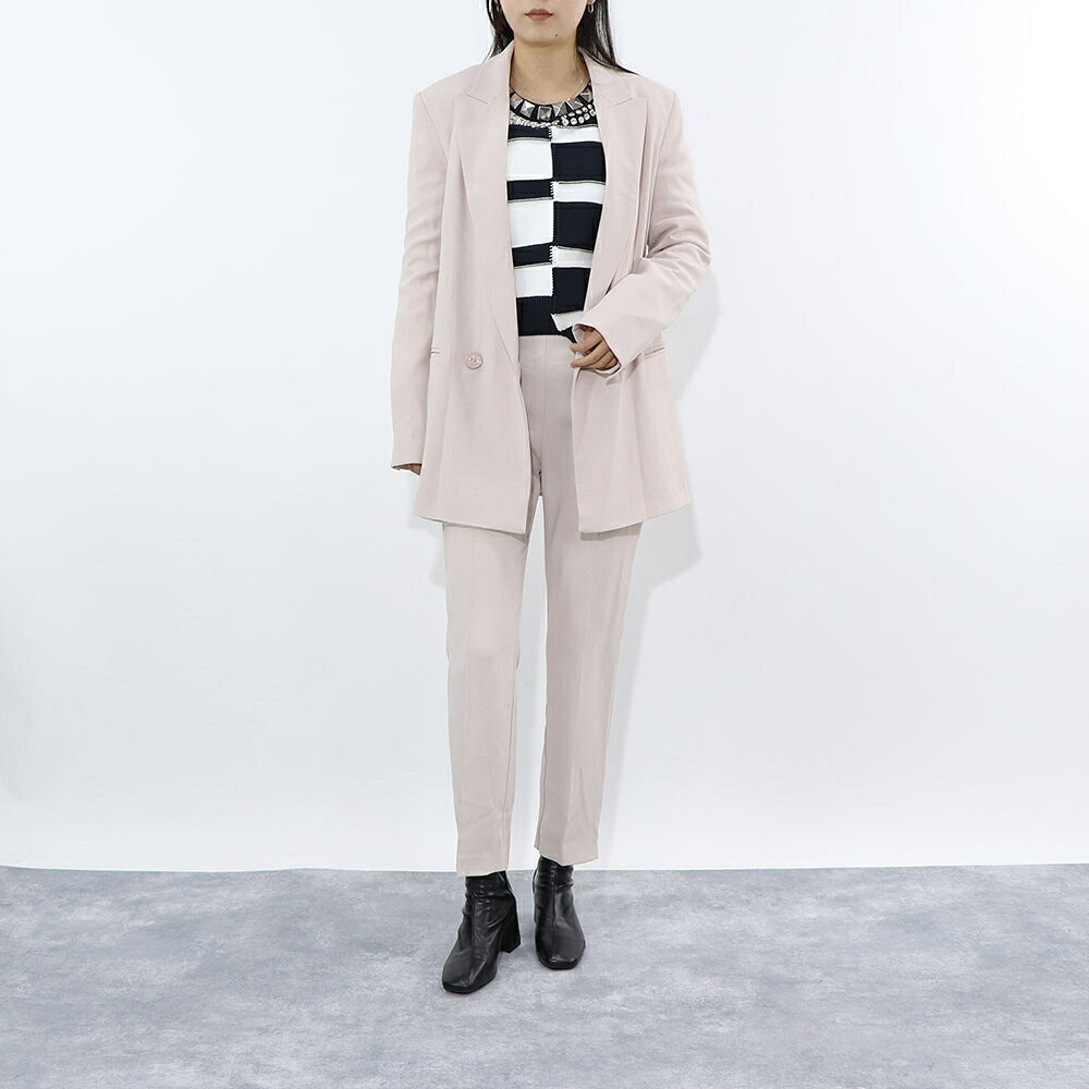 PINKO ピンコ レディース ボトムス ロングパンツ ライトブルー ライトピンクべージュ ポリエステル シンプル ストレートパンツ オフィスカジュアルパンツ 1G14TD-7624