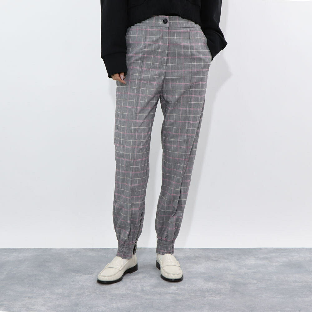 PINKO ロングパンツ グレー チェック柄 ジョガーパンツ 1G14U0-7880