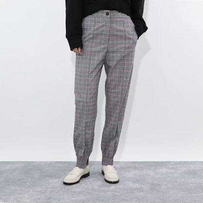 PINKO ロングパンツ グレー チェック柄 ジョガーパンツ 1G14U0-7880