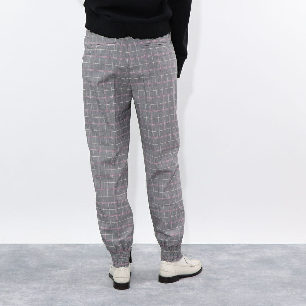 PINKO ロングパンツ グレー チェック柄 ジョガーパンツ 1G14U0-7880