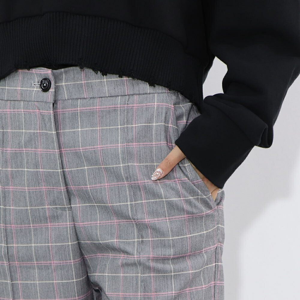 PINKO ロングパンツ グレー チェック柄 ジョガーパンツ 1G14U0-7880