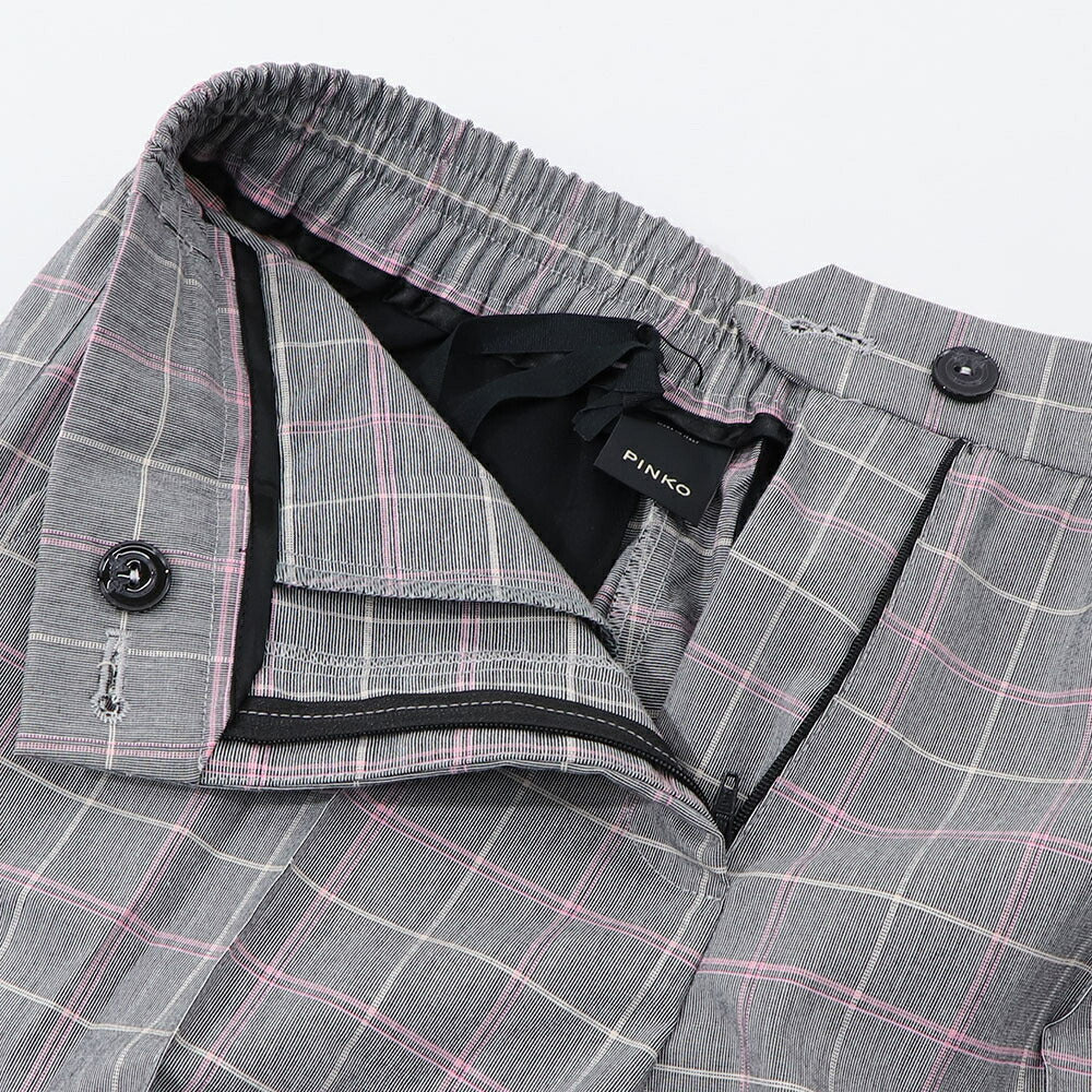 PINKO ロングパンツ グレー チェック柄 ジョガーパンツ 1G14U0-7880