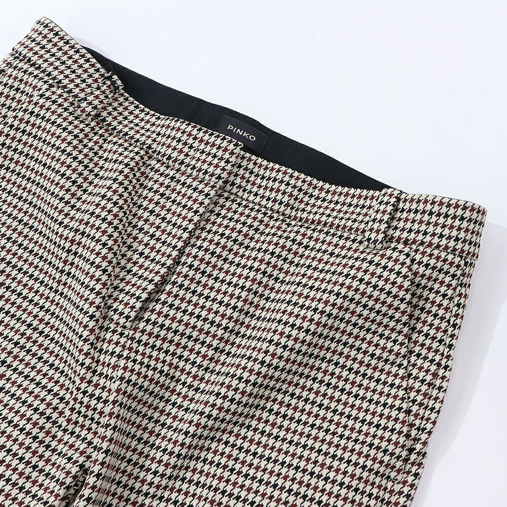 PINKO ロングパンツ ベージュ 千鳥格子 スラックス 1G15D4-8187