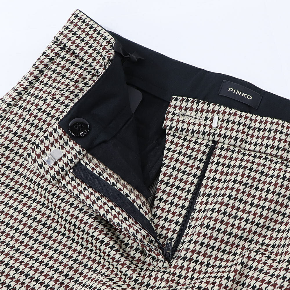 PINKO ロングパンツ ベージュ 千鳥格子 スラックス 1G15D4-8187