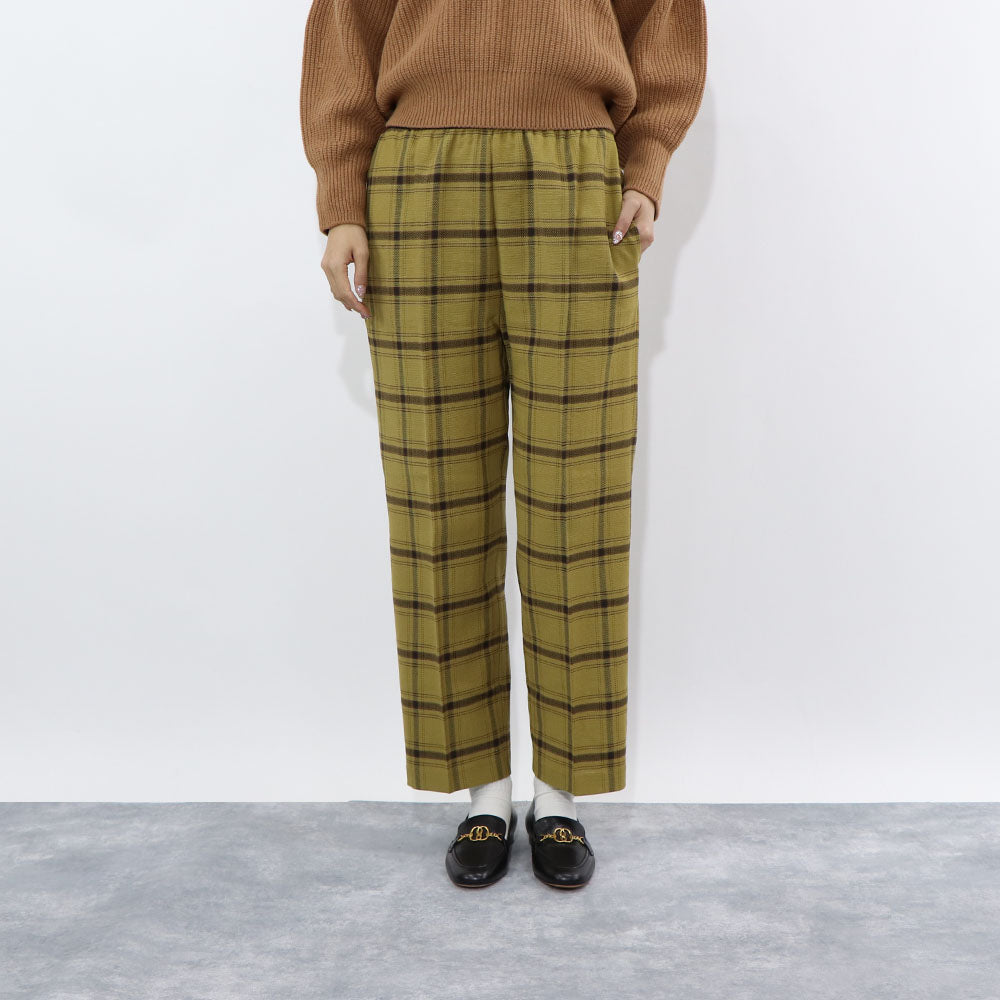 PINKO ロングパンツ イエロー チェック柄 ロゴ 1G16GX-Y794