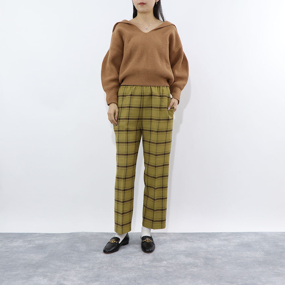 PINKO ロングパンツ イエロー チェック柄 ロゴ 1G16GX-Y794