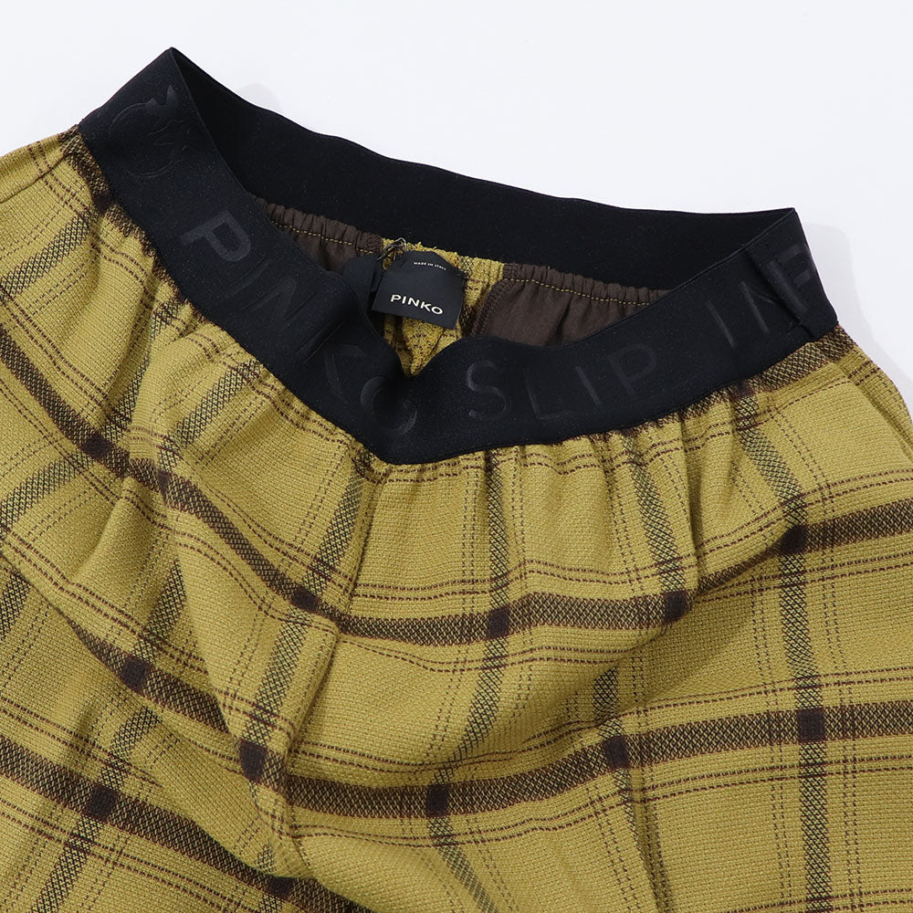 PINKO ロングパンツ イエロー チェック柄 ロゴ 1G16GX-Y794