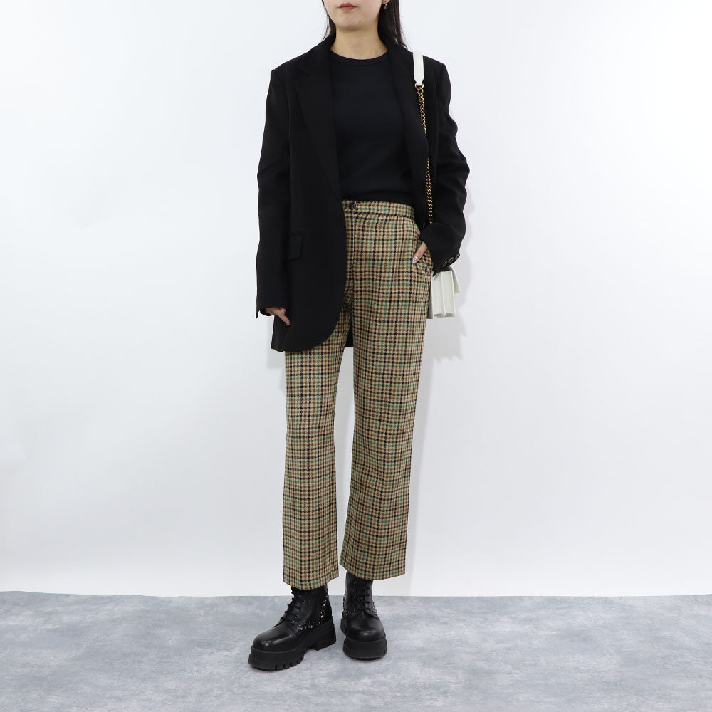 PINKO ロングパンツ ブラウン チェック柄 1G1835-A07Q