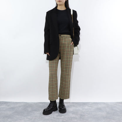 PINKO ロングパンツ ブラウン チェック柄 1G1835-A07Q