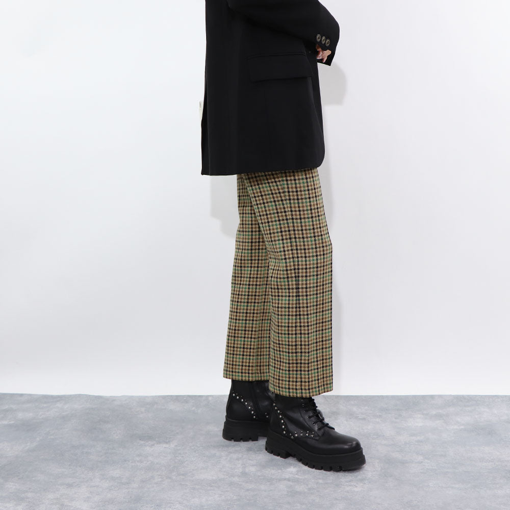 PINKO ロングパンツ ブラウン チェック柄 1G1835-A07Q