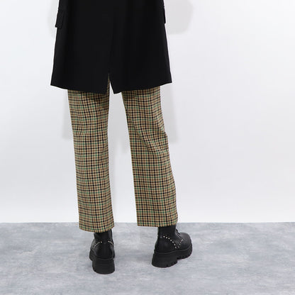 PINKO ロングパンツ ブラウン チェック柄 1G1835-A07Q