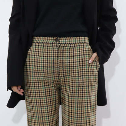 PINKO ロングパンツ ブラウン チェック柄 1G1835-A07Q