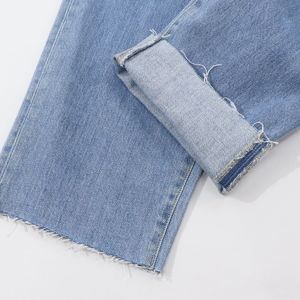 PINKO ロングパンツ ブルー ラメ ストレート 切りっぱなし 1J10DQ-Y5T5