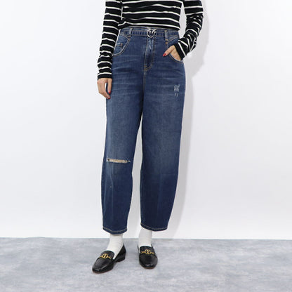 PINKO デニムパンツ ネイビー ダメージ加工  1J10PH-Y78N