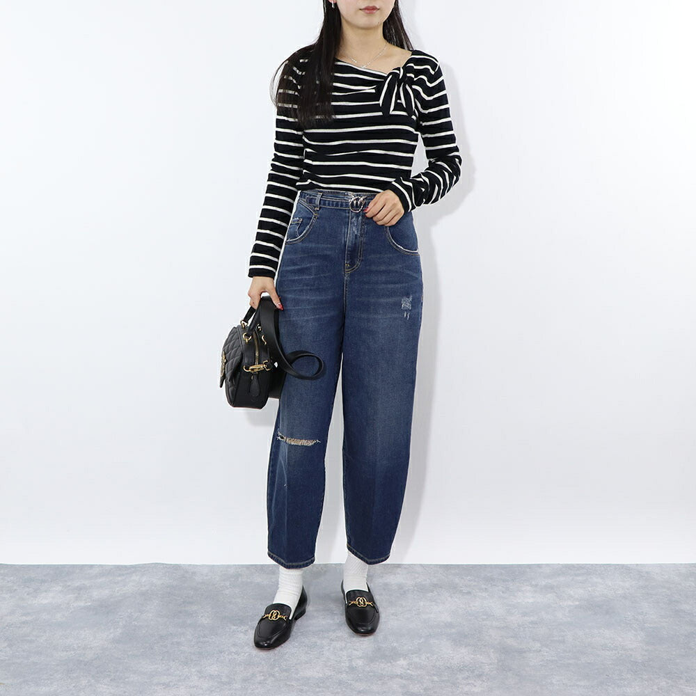 PINKO デニムパンツ ネイビー ダメージ加工  1J10PH-Y78N