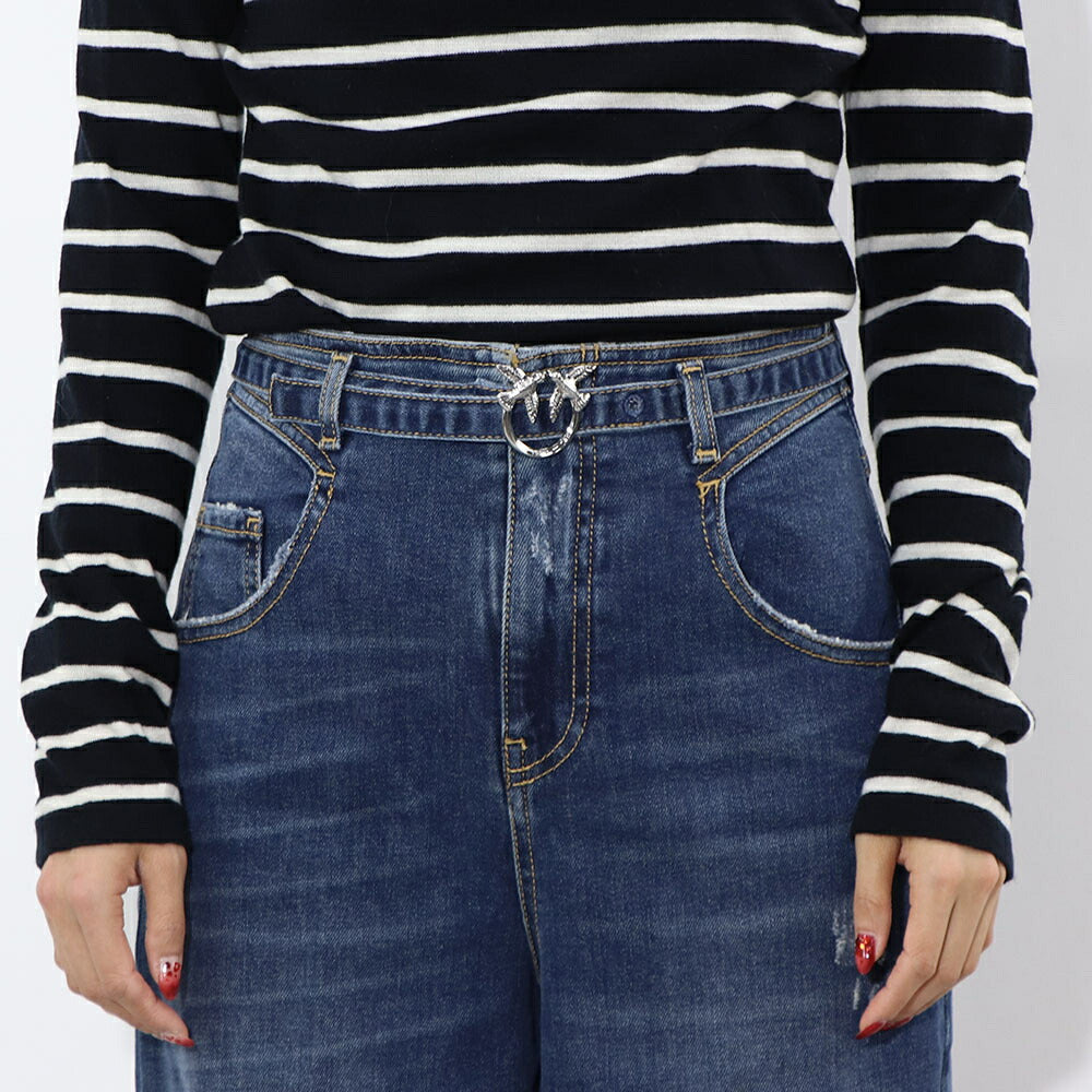 PINKO デニムパンツ ネイビー ダメージ加工  1J10PH-Y78N