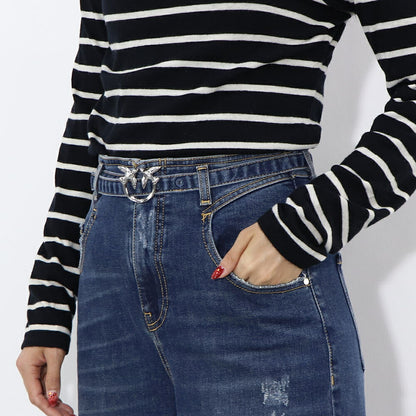 PINKO デニムパンツ ネイビー ダメージ加工  1J10PH-Y78N