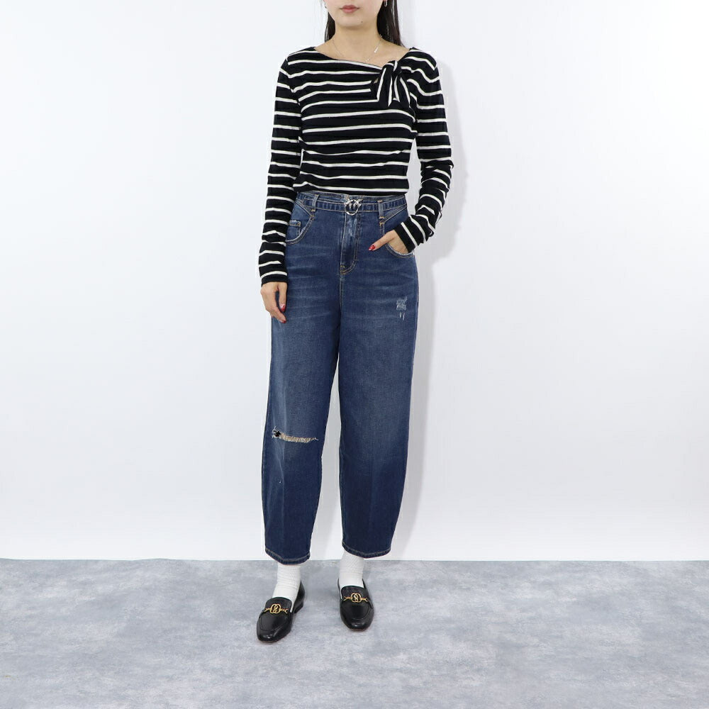 PINKO デニムパンツ ネイビー ダメージ加工  1J10PH-Y78N