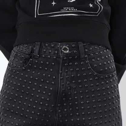 PINKO デニムパンツ ブラックデニム スタッズ 1J10Q5-Y78X