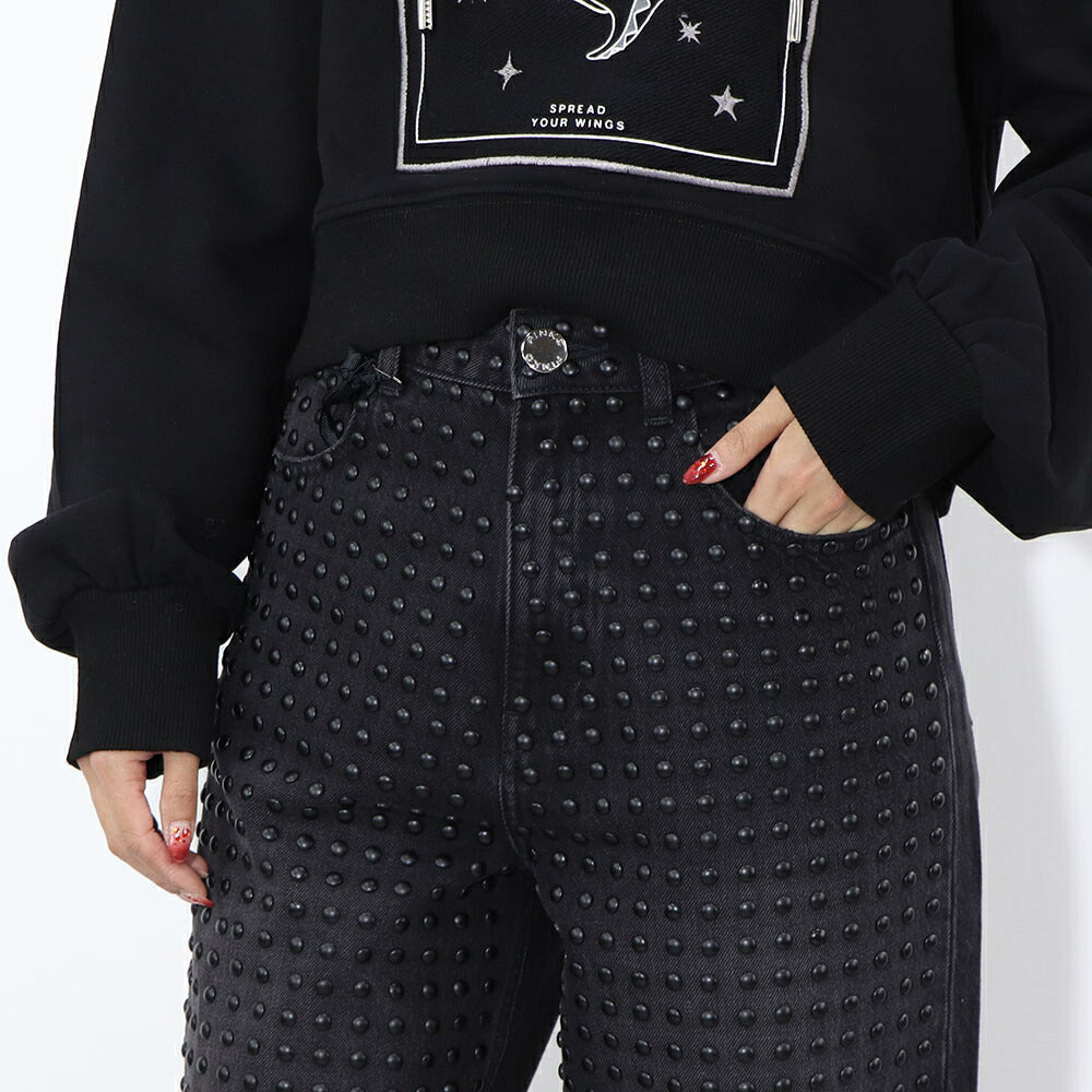 PINKO デニムパンツ ブラックデニム スタッズ 1J10Q5-Y78X