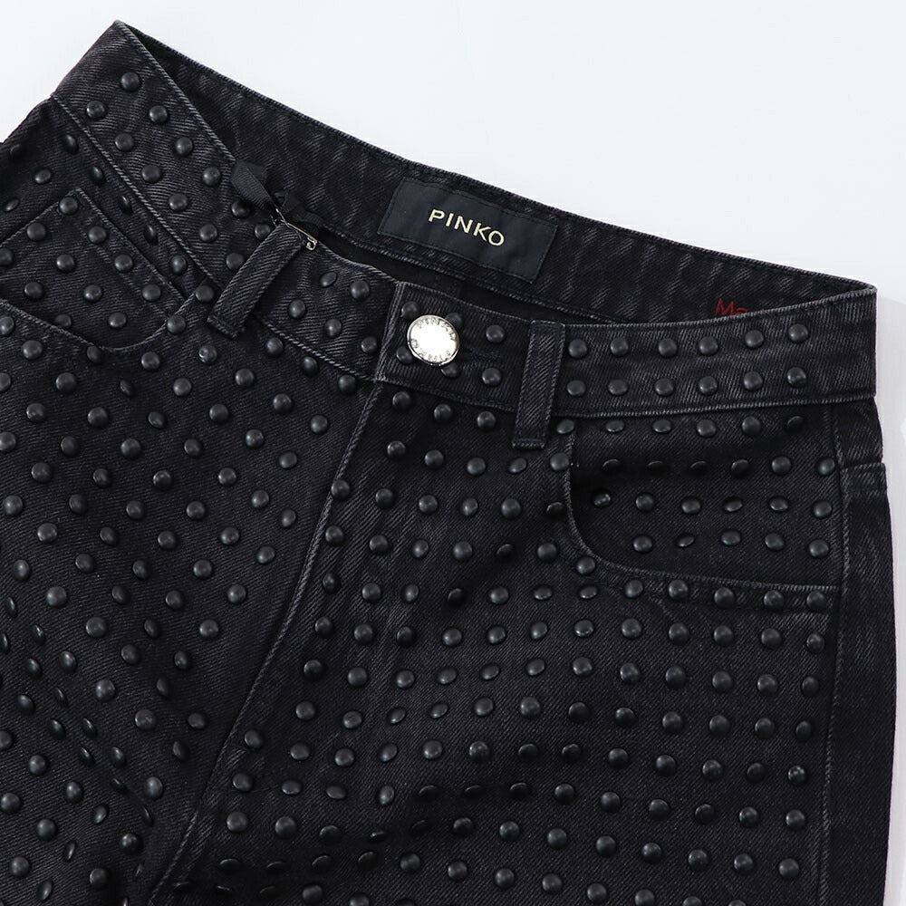 PINKO デニムパンツ ブラックデニム スタッズ 1J10Q5-Y78X